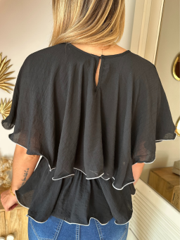 Blouse volantée Emna Noir