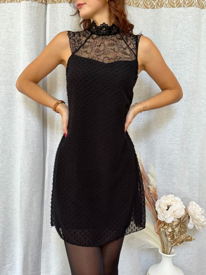 Robe Lina dentelle Noir