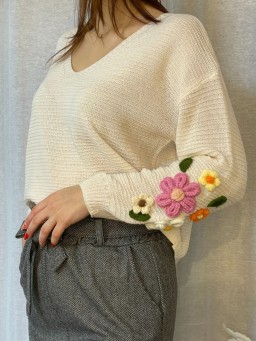 Pull Flora Beige