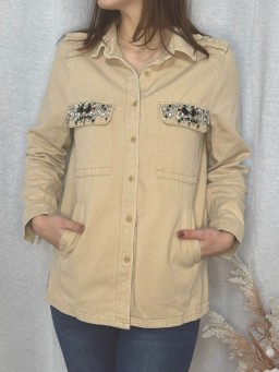 Veste sur chemise strass Ellie Beige