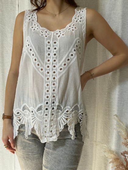 Top dentelle Hannia Blanc