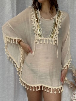 Blouse dentelle Ezra Beige