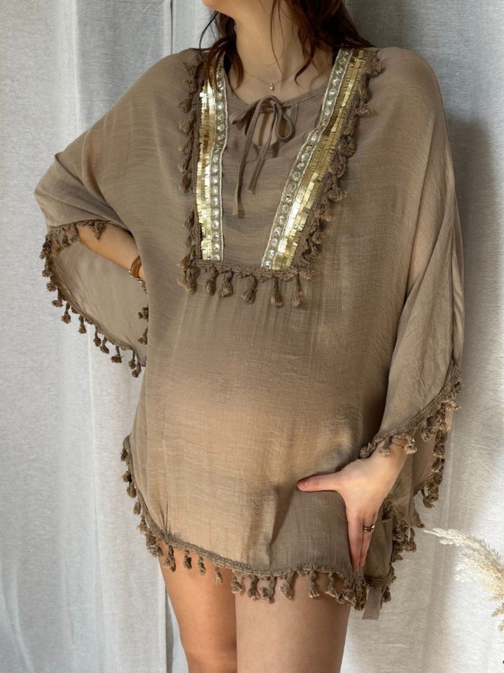 Blouse dentelle Ezra Taupe