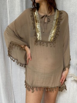 Blouse dentelle Ezra Taupe