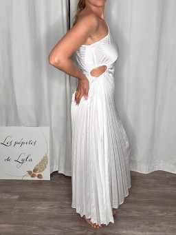 Robe longue plissée Cassie Blanche